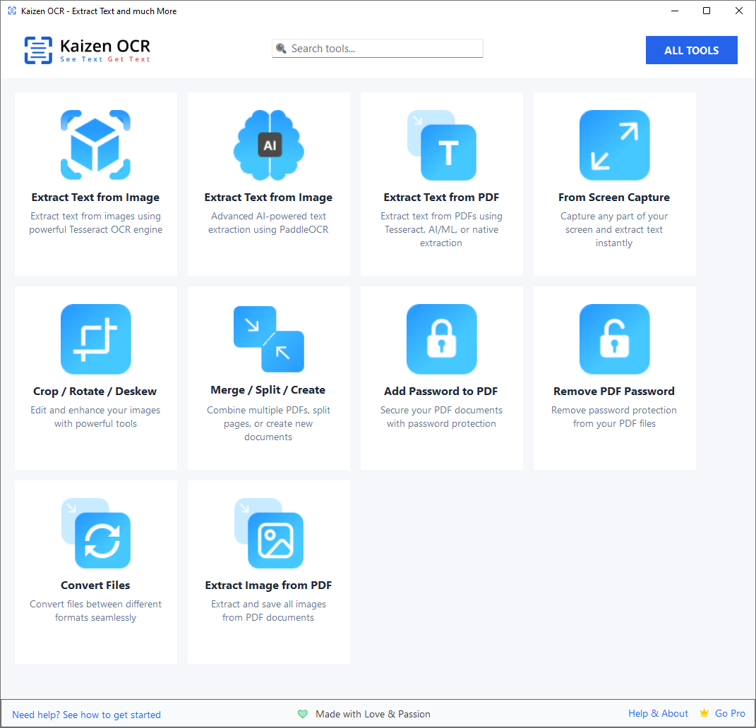 Kaizen OCR Main Interface